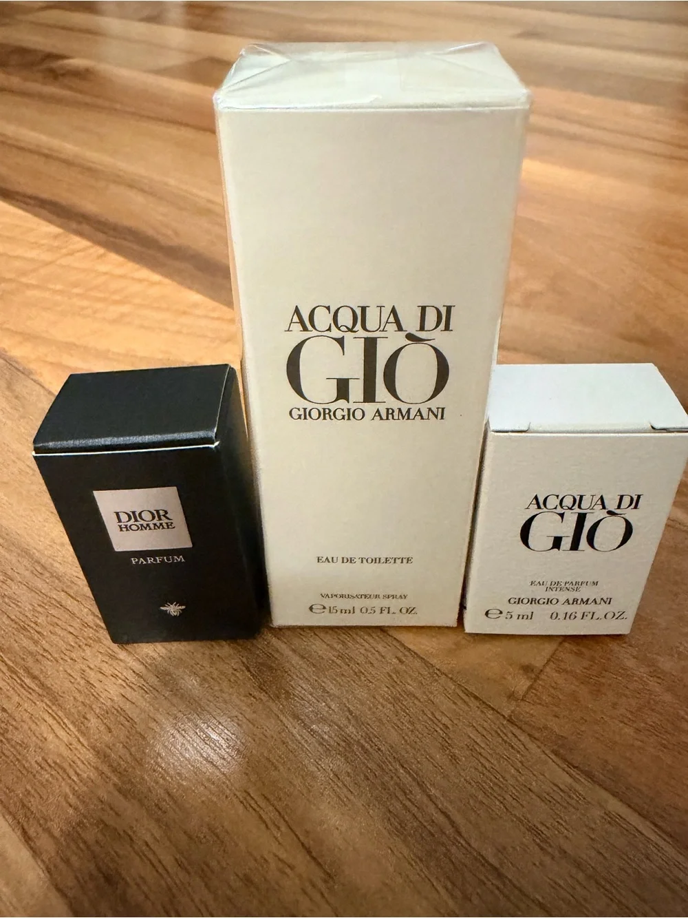 Acqua di Gio and Dior boxes
